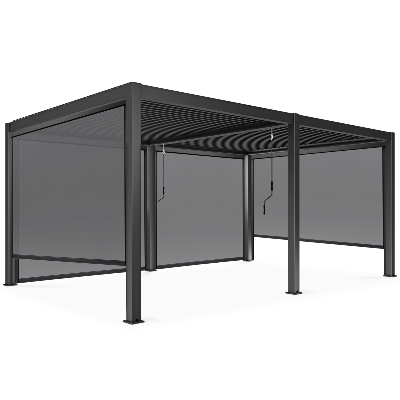 Pergola bioclimatique 3x6m autoportée en aluminium avec 2 ou 4 stores
