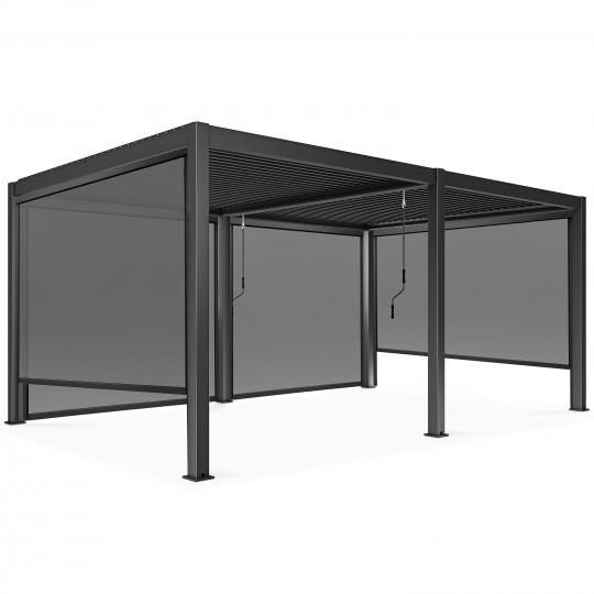 Pergola bioclimatique 3x6m autoportée en aluminium avec 2 ou 4 stores