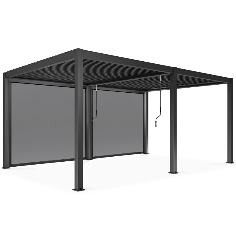 Pergola bioclimatique 3x6m autoportée en aluminium avec 2 ou 4 stores