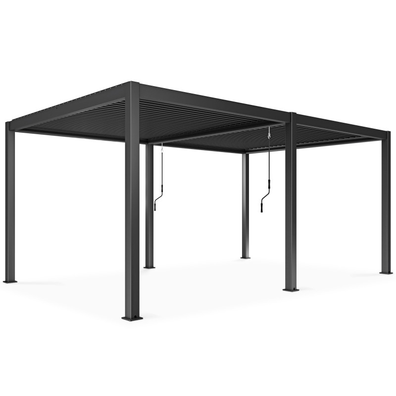 Pergola bioclimatique 3x6m autoportée en aluminium avec 2 ou 4 stores
