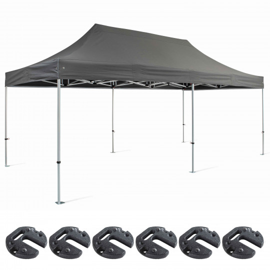 Ensemble tente pliante 3x6m 300g/m² 40mm + 6 poids de lestage | Oviala