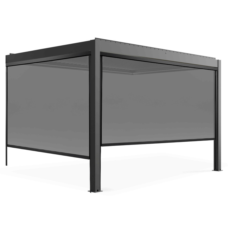 Pergola adossée motorisée/éclairée en aluminium 3x4m avec 1, 2 ou 3 stores