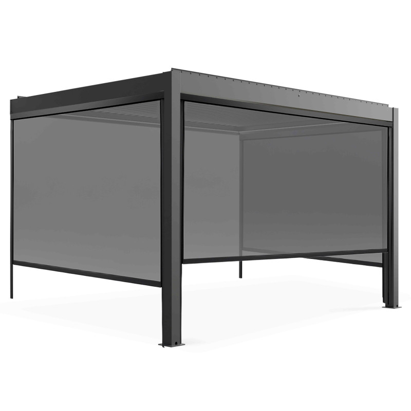 Pergola adossée motorisée/éclairée en aluminium 3x4m avec 1, 2 ou 3 stores