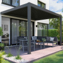 Pergola adossée motorisée/éclairée en aluminium 3x4m avec 1, 2 ou 3 stores