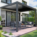 Pergola adossée motorisée/éclairée en aluminium 3x4m avec 1, 2 ou 3 stores