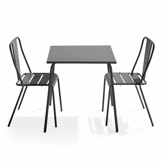 Table de jardin carrée 70 x 70 cm et 2 chaises bistrot