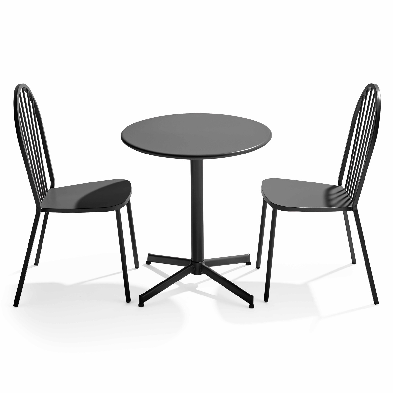 Table de jardin bistrot rabattable Ø70 x 72 cm et 2 chaises en métal