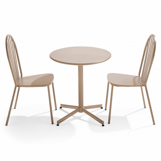 Table de jardin bistrot rabattable Ø70 x 72 cm et 2 chaises en métal