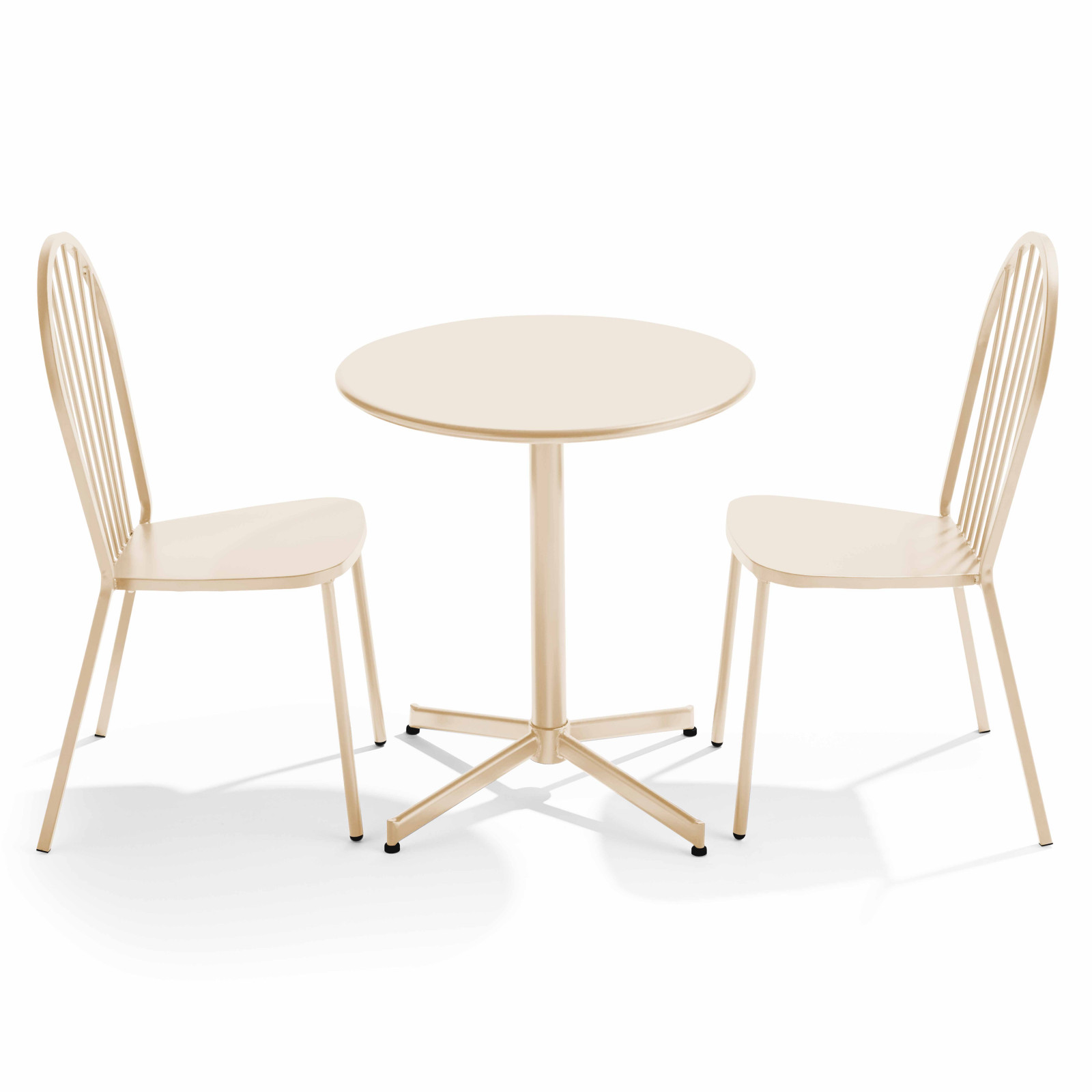 Table de jardin bistrot rabattable Ø70 x 72 cm et 2 chaises en métal