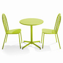 Table de jardin bistrot rabattable Ø70 x 72 cm et 2 chaises en métal