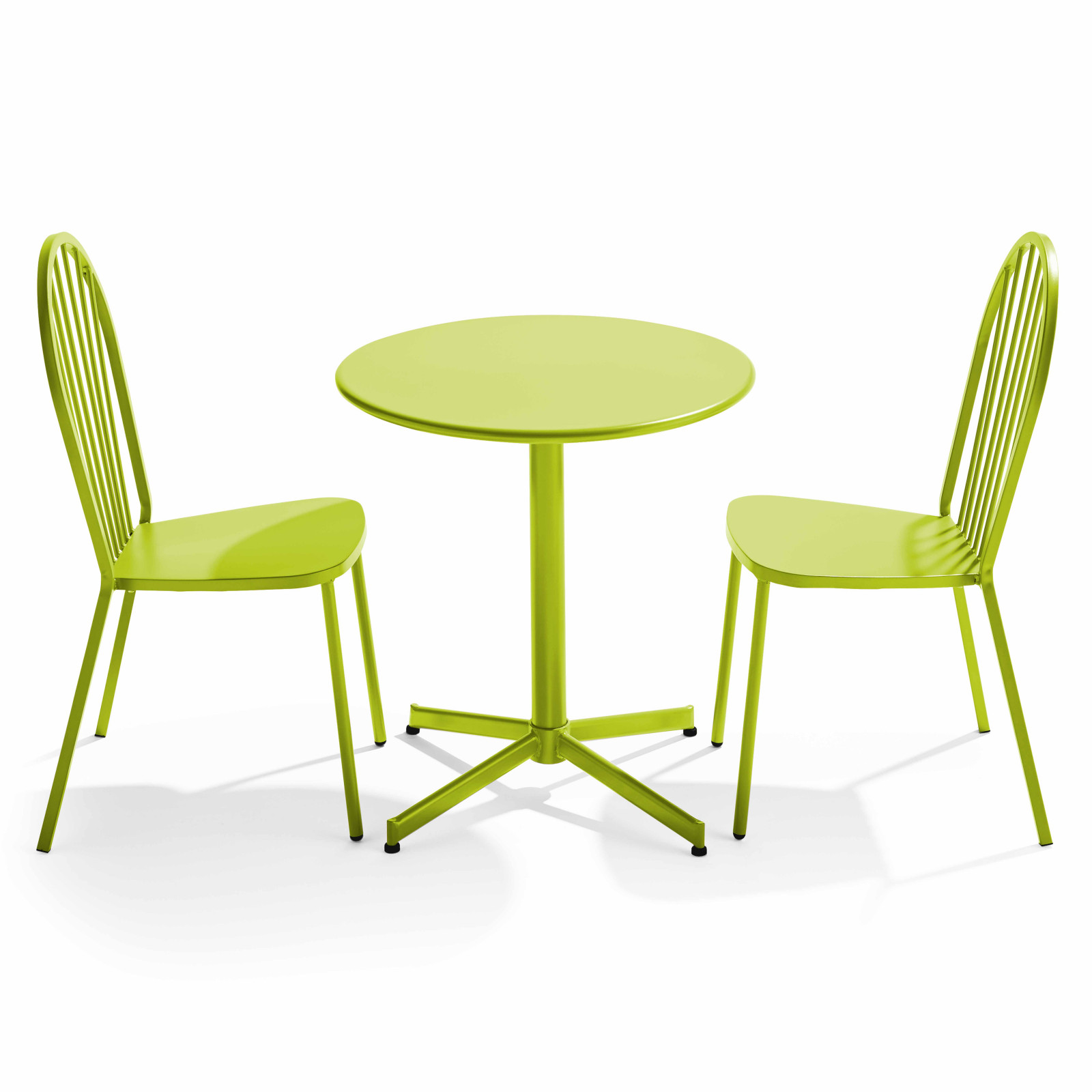 Table de jardin bistrot rabattable Ø70 x 72 cm et 2 chaises en métal