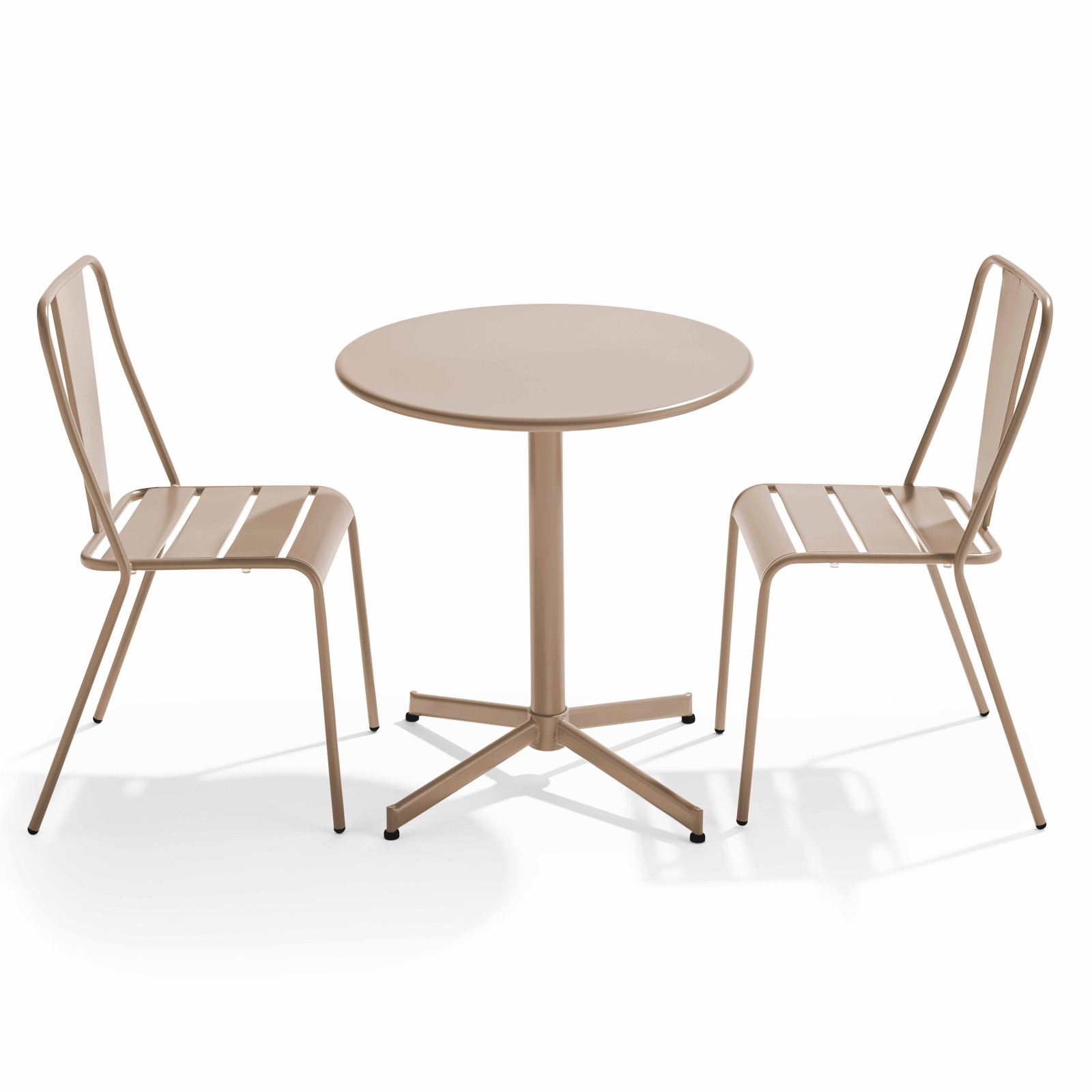 Table de jardin bistrot rabattable 70 x 72 cm et 2 chaises en métal