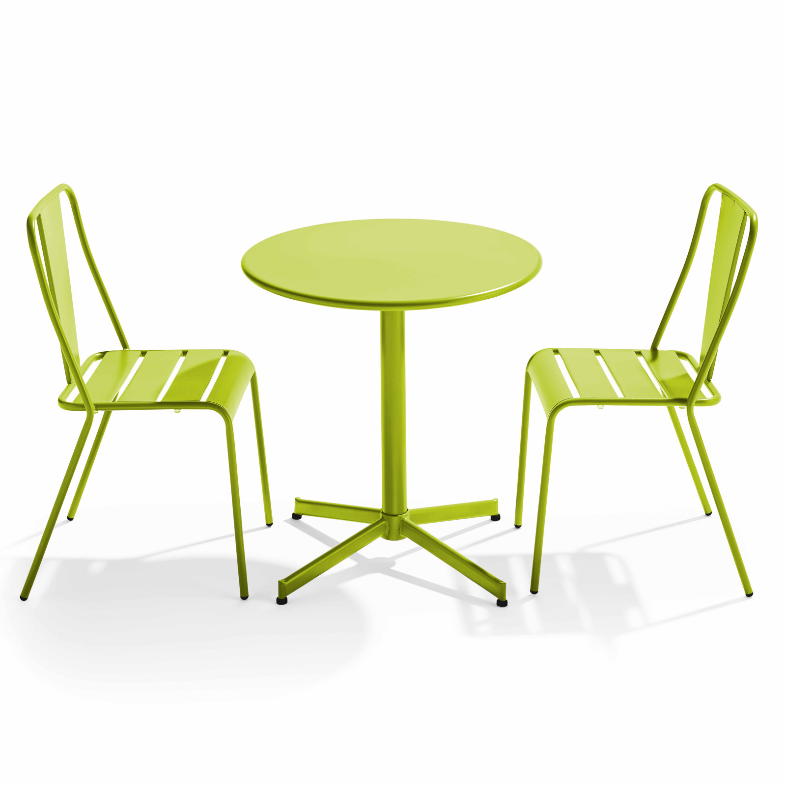 Table de jardin bistrot rabattable 70 x 72 cm et 2 chaises en métal