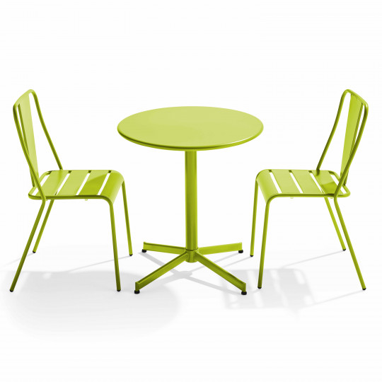 Table de jardin bistrot ronde inclinable en métal Ø70 cm et 2 chaises | Oviala