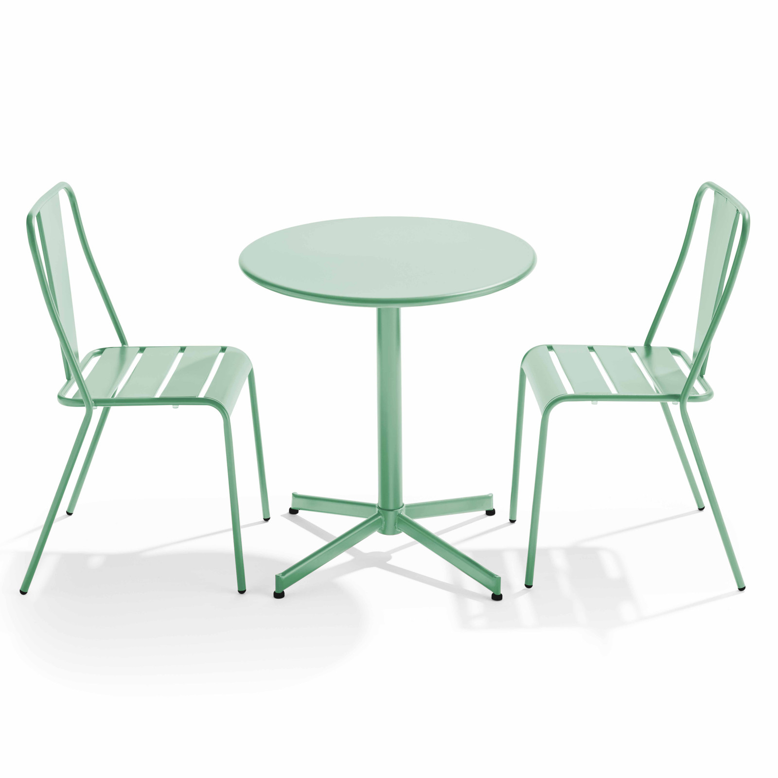Table de jardin bistrot rabattable 70 x 72 cm et 2 chaises en métal