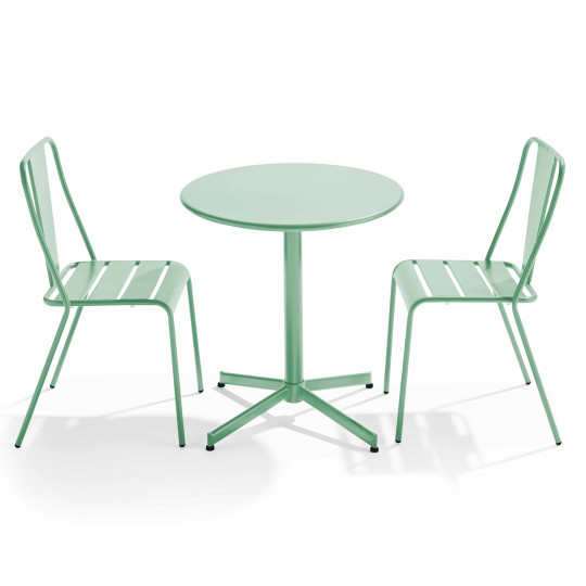 Table de jardin bistrot ronde inclinable en métal Ø70 cm et 2 chaises | Oviala