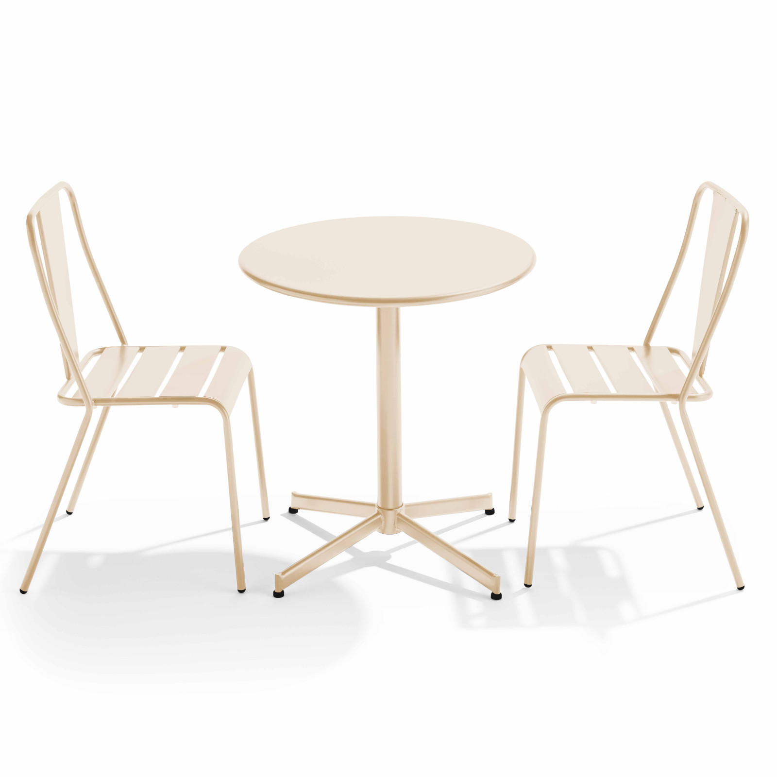 Table de jardin bistrot rabattable 70 x 72 cm et 2 chaises en métal