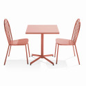 Table de jardin carrée inclinable  70 x 70 cm et 2 chaises bistrot