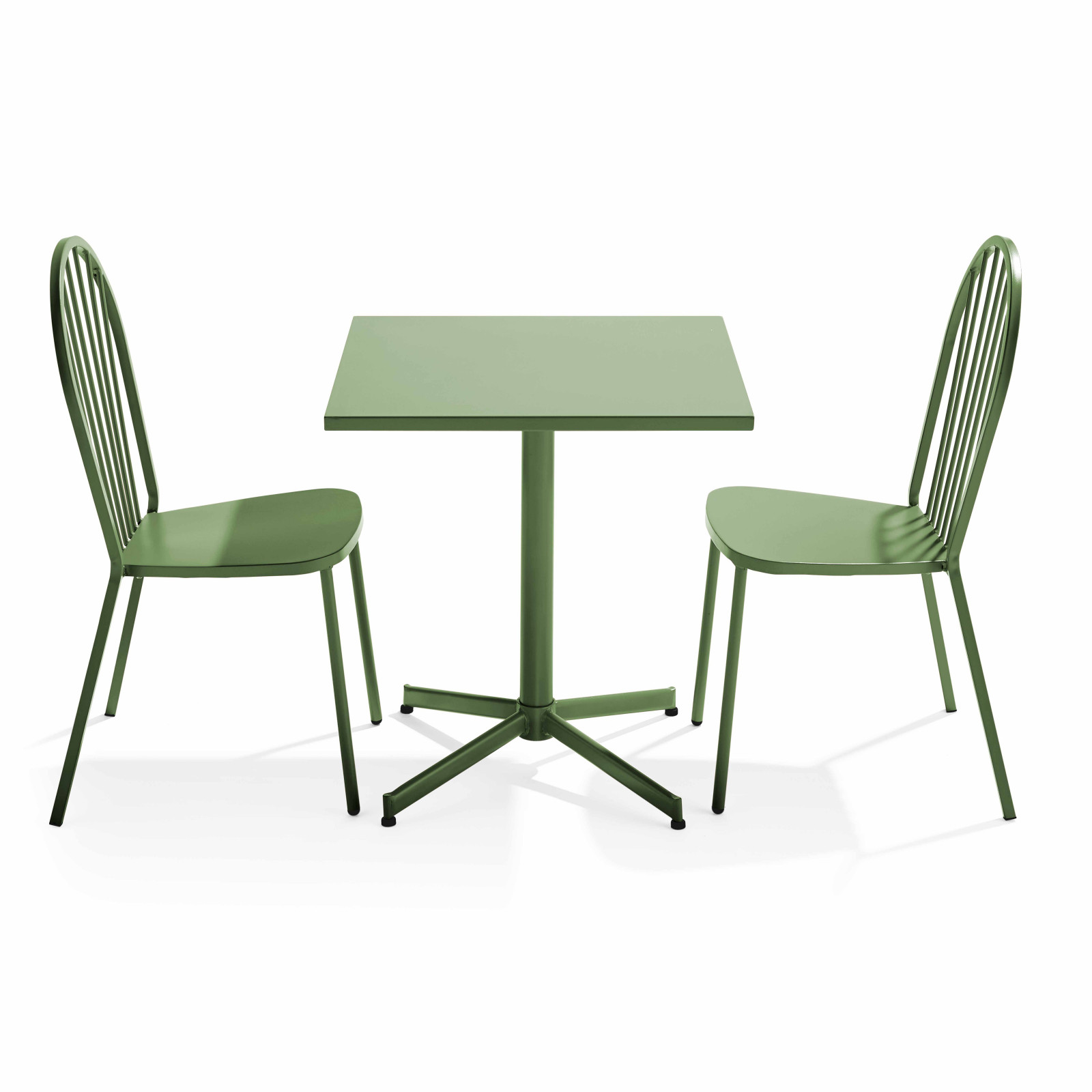 Table de jardin carrée inclinable  70 x 70 cm et 2 chaises bistrot