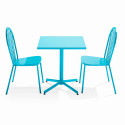 Table de jardin carrée inclinable  70 x 70 cm et 2 chaises bistrot