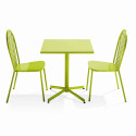 Table de jardin carrée inclinable 70 x 70 cm et 2 chaises bistrot