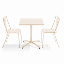Table de jardin bistrot carrée inclinable 70 x 70 cm et 2 chaises en métal