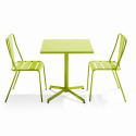 Table de jardin bistrot carrée inclinable 70 x 70 cm et 2 chaises en métal