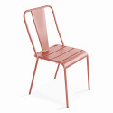 Table de jardin bistrot carrée inclinable 70 x 70 cm et 2 chaises en métal