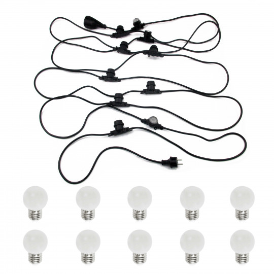 Guirlande guinguette LED avec 10 ampoules blanches