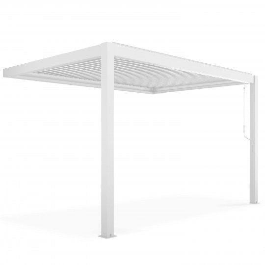 Pergola bioclimatique adossée 3x4m en aluminium blanc | Oviala