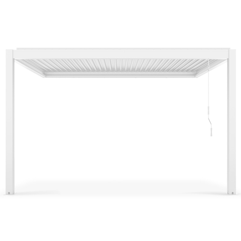 Pergola bioclimatique adossée 3x4m en aluminium blanc