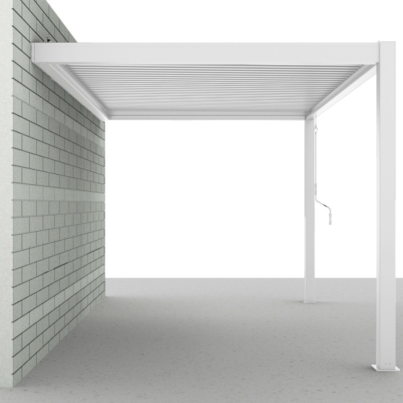 Pergola bioclimatique adossée 3x4m en aluminium blanc