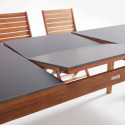 Table de jardin rectangulaire extensible avec 8 chaises et 2 chaises avec accoudoirs pliantes en eucalyptus