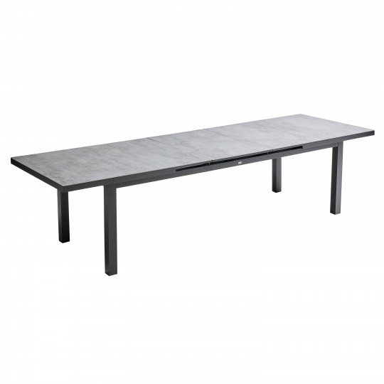 Table de jardin extensible en aluminium et DPC 12 à 14 personnes 256/320x100 cm | Oviala