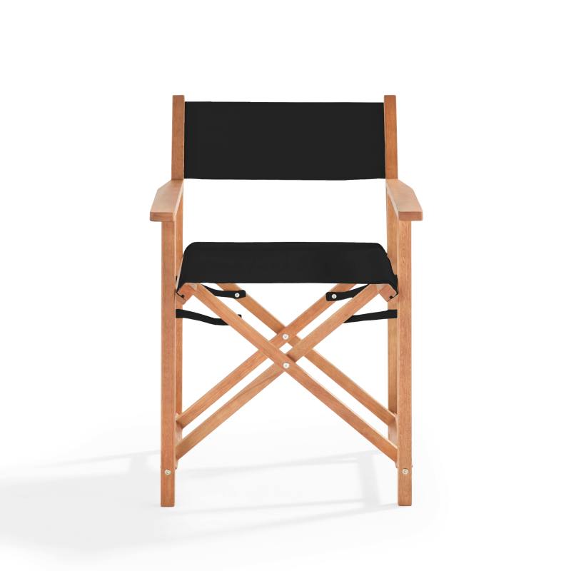 Lot de 2 chaises avec accoudoirs pliantes en bois d'eucalyptus + textilène