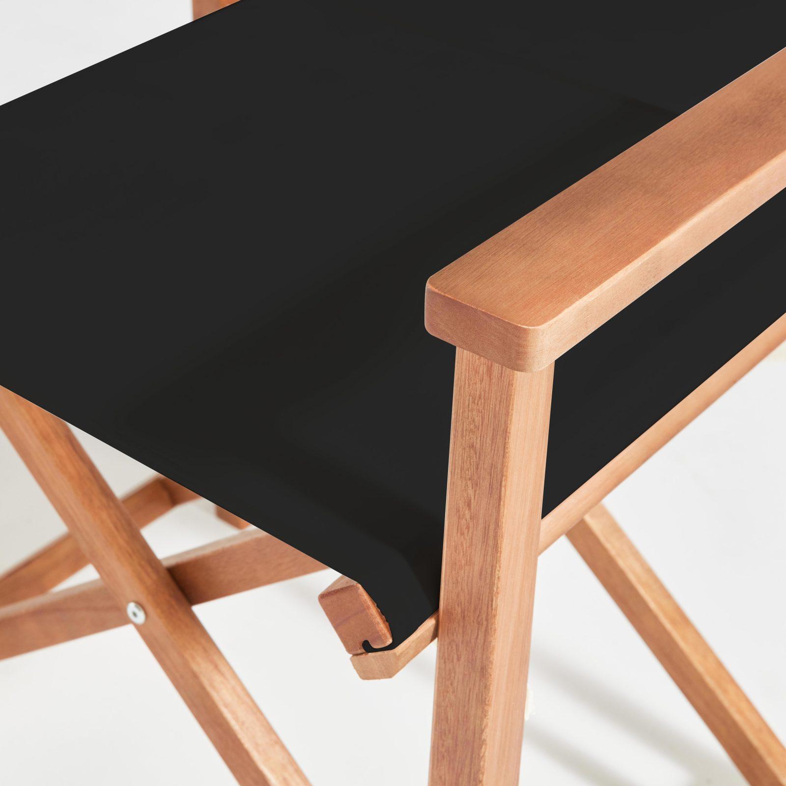 Lot de 2 chaises avec accoudoirs pliantes en bois d'eucalyptus + textilène Lot de 2 chaises avec accoudoirs pliantes en bois d'eucalyptus + textilène