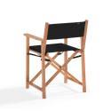 Table de jardin carrée 70 x 70 cm + 2 chaises avec accoudoirs pliantes en bois et textilène