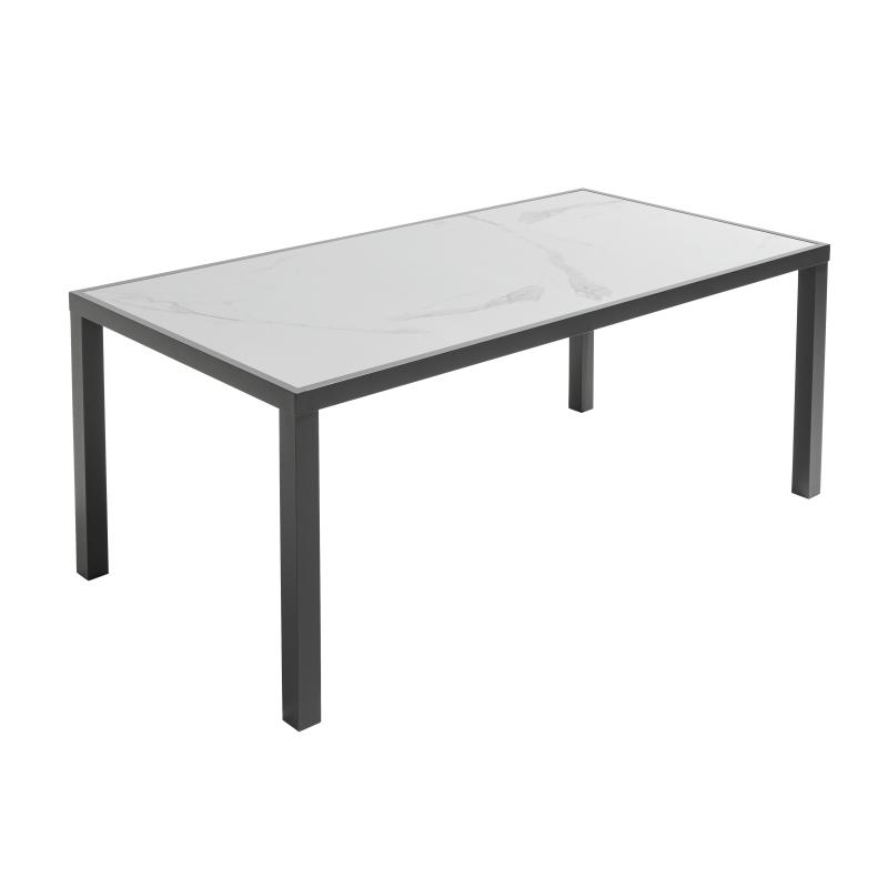 Table de jardin en céramique effet marbre (185 x 95 x 74 cm)