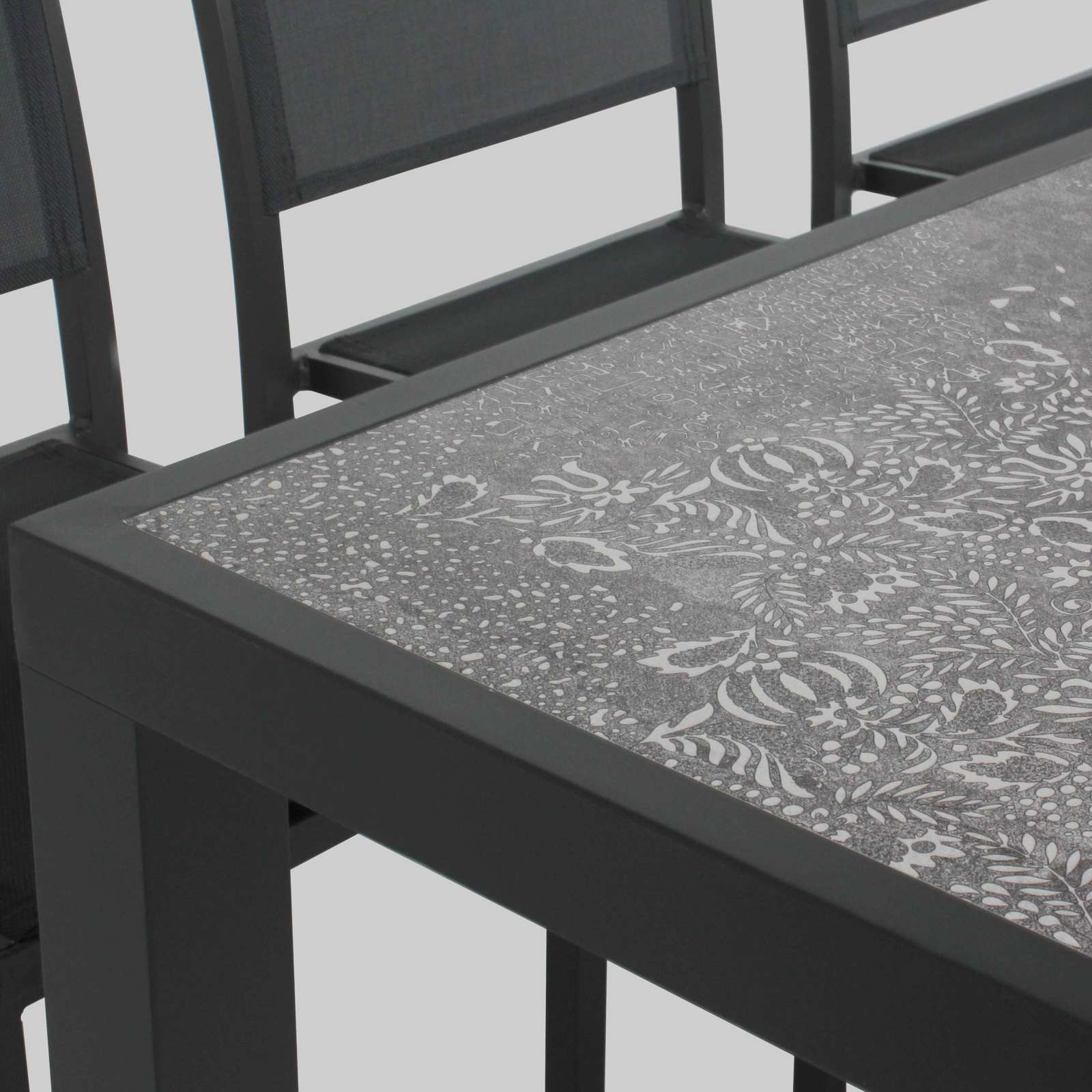 Table de jardin en céramique effet stamp (185 x 95 x 74 cm)