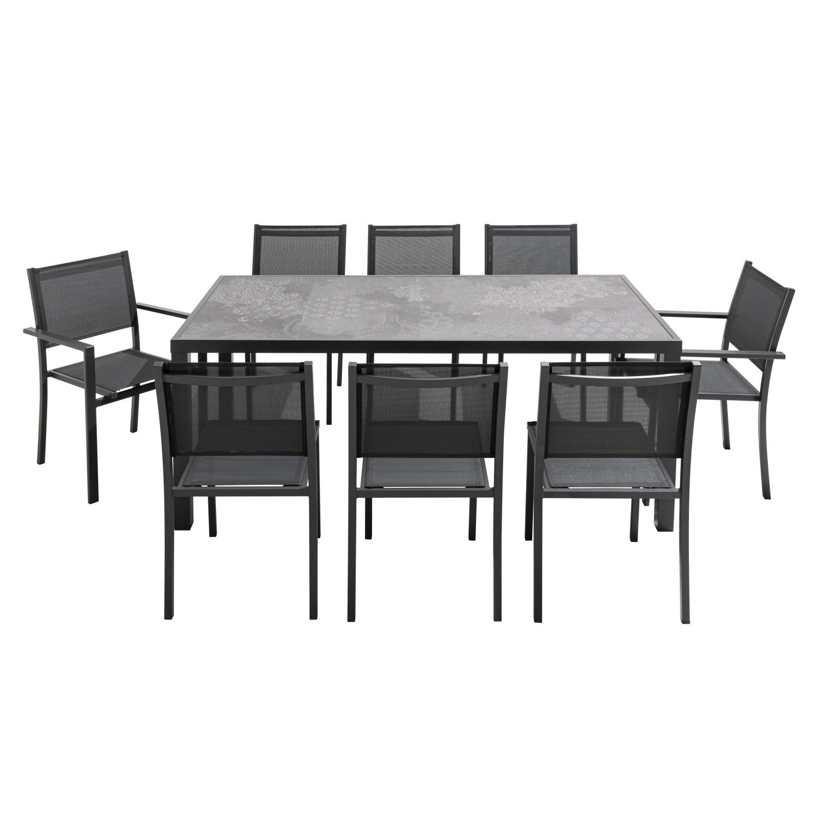 Table de jardin en céramique effet stamp (185 x 95 x 74 cm)