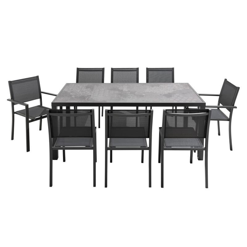 Table de jardin en céramique effet stamp (185 x 95 x 74 cm) (5/6)