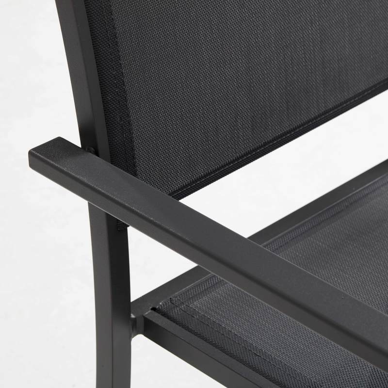 Table de jardin en céramique effet marbre 230 x 95 cm avec 8 chaises sans accoudoirs et 2 chaises avec accoudoirs (4/7)