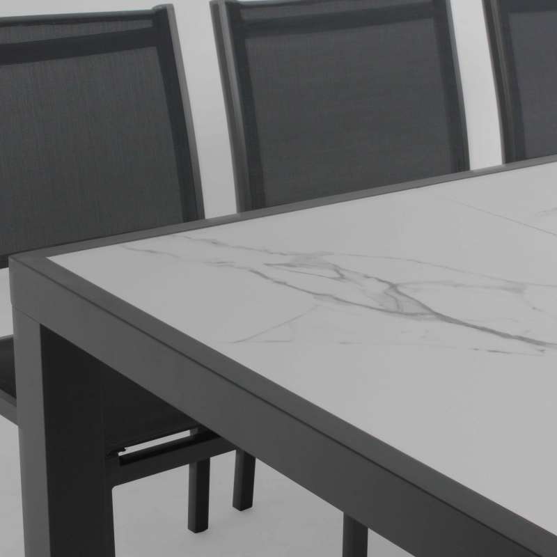 Table de jardin en céramique effet marbre (230 x 95 x 74 cm)