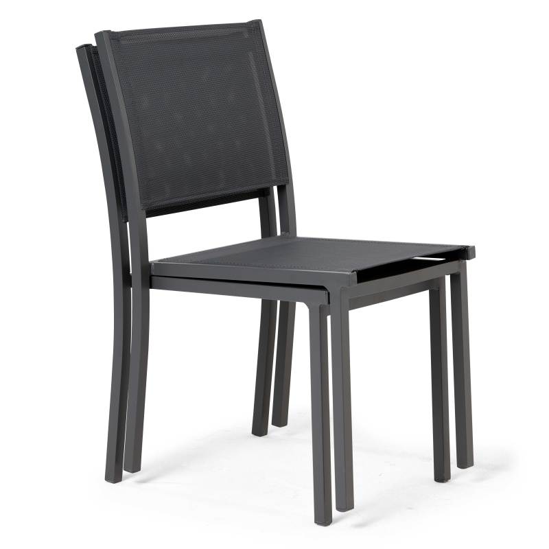 Table de jardin en céramique effet stamp 230 x 95 cm avec 8 chaises sans accoudoirs et 2 chaises avec accoudoirs