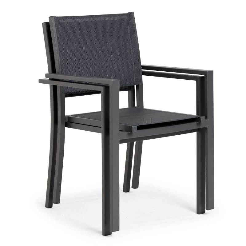 Table de jardin en céramique effet stamp 230 x 95 cm avec 8 chaises sans accoudoirs et 2 chaises avec accoudoirs