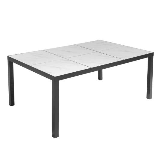 Table de jardin en aluminium et céramique effet marbre 10 personnes 182x121 cm | Oviala
