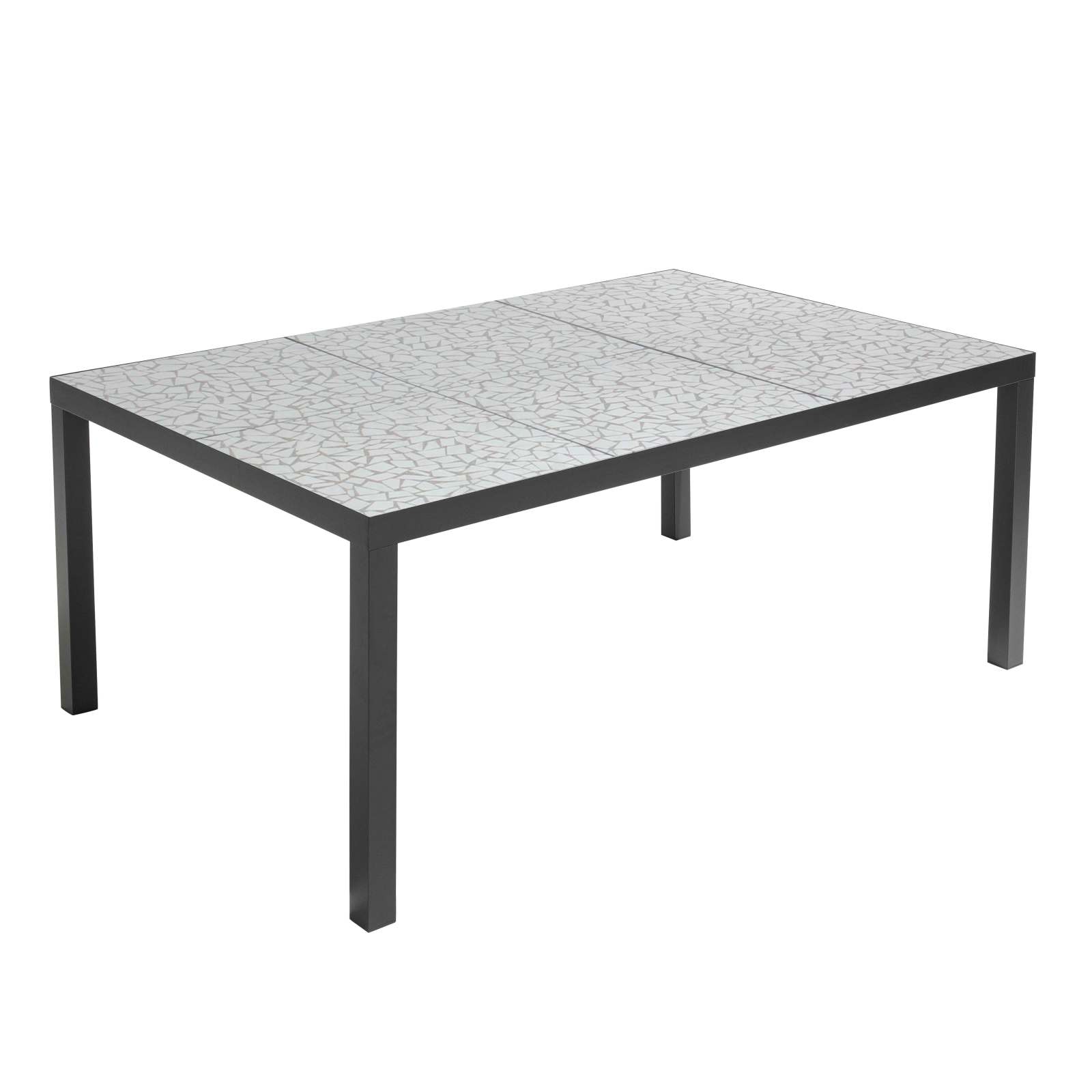 Table de jardin en céramique effet mozaic 182 x 121 cm avec 10 chaises