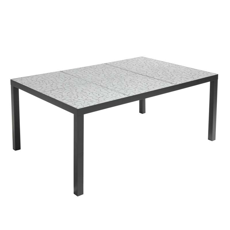 Table de jardin en céramique effet mozaic 182 x 121 cm avec 10 chaises