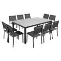 Table de jardin en céramique effet mozaic 182 x 121 cm avec 10 chaises