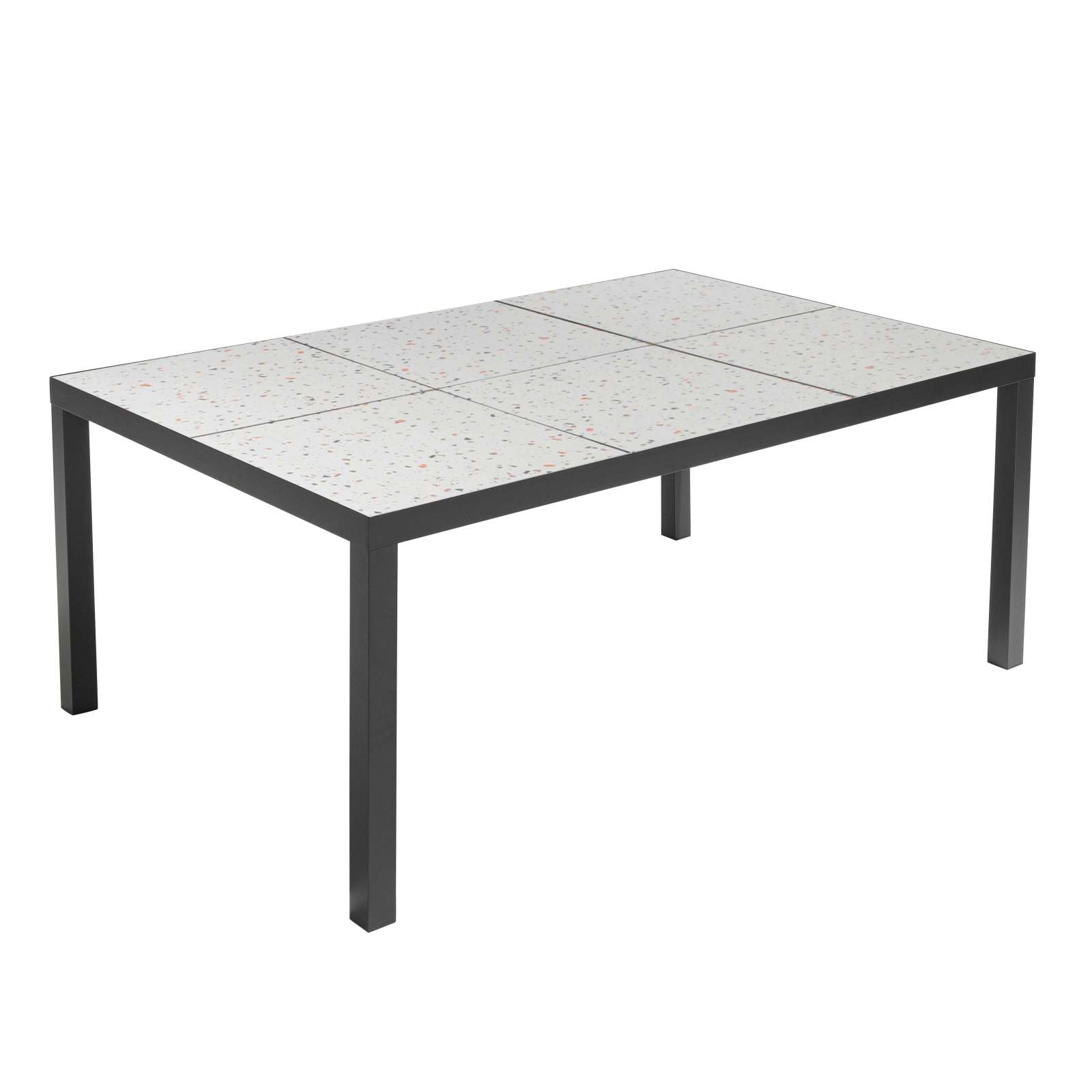 Table de jardin en céramique effet terrazzo (182 x 121 x 74 cm)